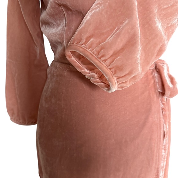 J.‎ Crew Velvet Wrap Dress Pink Long Sleeve Tie Waist Size 4 - Picture 6 of 8